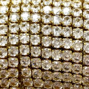 CATENA OTTONE + ZIRCONE 4MM CRYSTAL