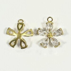 FIORELLINO ZIRCONI 5PETALI CONCAVO CON ANELLINO 10MM