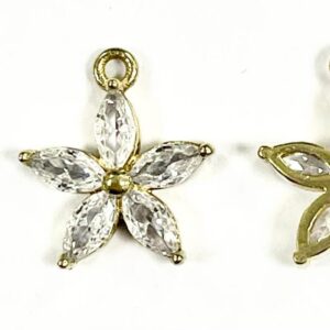 PENDENTE OTTONE FIORE 5 PETALI ZIRCONI MM11