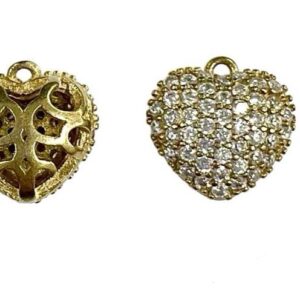 PENDENTE CUORE BOMBATO CON ZIRCONI MM.8