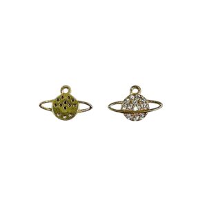 PENDENTE OTTONE PIANETA PAVE' ZIRCONI 11X8MM