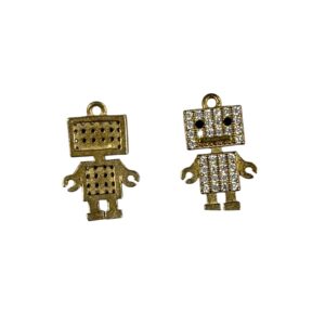 PENDENTE OTTONE ROBOT PAVÈ ZIRCONI 15MM