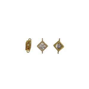 PART.OTTONE SQUARE ZIRCONE 5MM CON ANELLINI