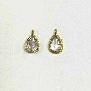 CASTONE GOCCIA ZIRCONE CON ANELLINO IN OTTONE MM. 6x5