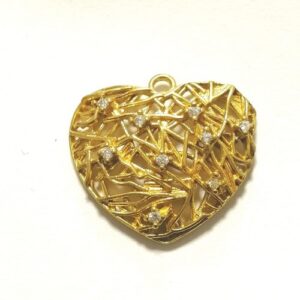 CUORE IN OTTONE CON ZIRCONI 15X20MM
