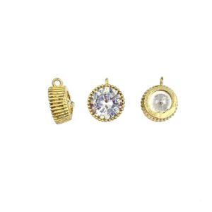 CASTONE OTTONE TONDO CON ZIRCONE MM.6