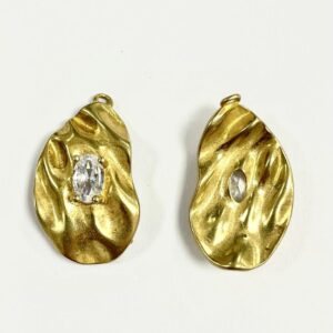 PENDENTE OVALE OTTONE CON ZIRCONE MM.23X15 SINISTRA