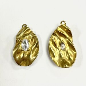 PENDENTE OVALE OTTONE CON ZIRCONE MM.23X15 DESTRA