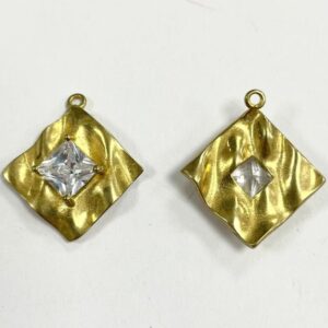 PENDENTE ROMBO OTTONE CON ZIRCONE MM 20X20
