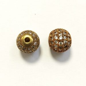 SFERA OTTONE CON ZIRCONE CON FORO PASSANTE 10MM