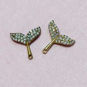 PENDENTE CODA DI DELFINO ZIRCONI E OTTONE GREZZO