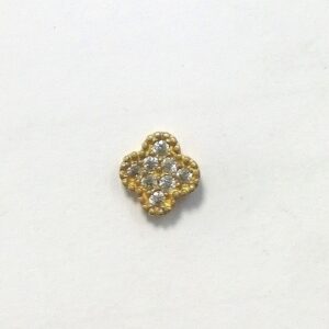 MINI QUADRIFOGLIO PAVE' OTTONE E ZIRCONI 4X4MM