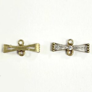 FIOCCHETTO OTTONE E ZIRCONI CON DOPPIO ANELLO MM 12X4
