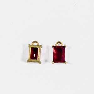 PARTICOLARE OTTONE ZIRCONE RETTANGOLO 8X5 ROSSO GRA