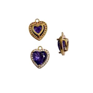 CUORE PAVE CON ZIRCONI CENTRALE AMETISTA MM12X10