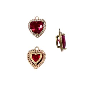 PENDENTE CUORE PAVE ZIRCONI GRANATA 12X10MM