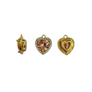 PEND. CUORE PAVE CON ZIRC. CENTRALE LIGHT PEACH