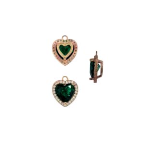 CUORE PAVE CON ZIRCONI CENTRALE EMERALD 12X10MM