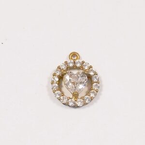PENDENTE CERCHIO CON CUORE CON ZIRCONI MM.10