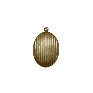 OVALE RIGATO BOMBATO OTTONE CON ANELLINO 23X16MM FINE SERIE