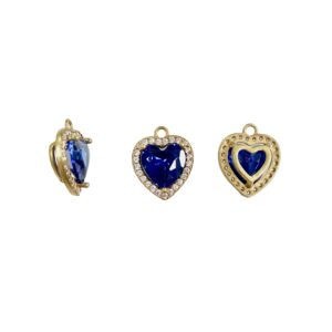 PEND. CUORE PAVE CON ZIRC. CENTRALE ZAFFIRO 10MM